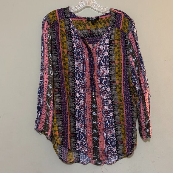 Nine West Jeans Multicolor Button Down Boho Print Blouse Top – Size XL - Picture 1 of 5